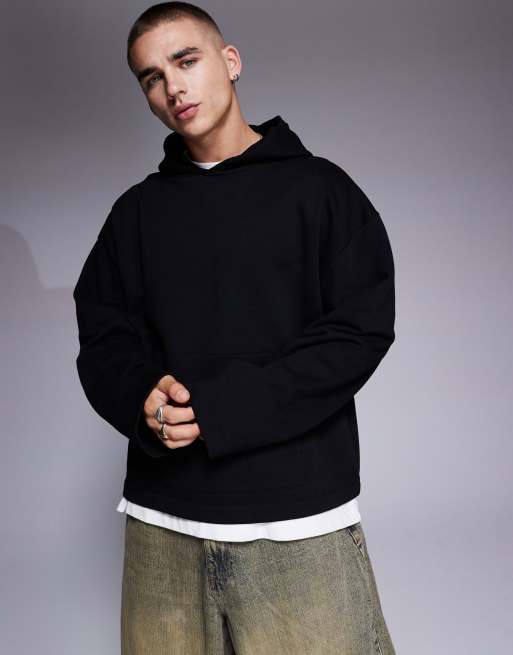 ASOS DESIGN - Sort oversized hættetrøje med fast kant