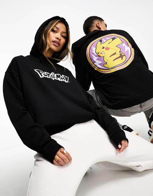 ASOS DESIGN - Sort oversized hættetrøje med 'Pokémon'- og Pikachu-grafik