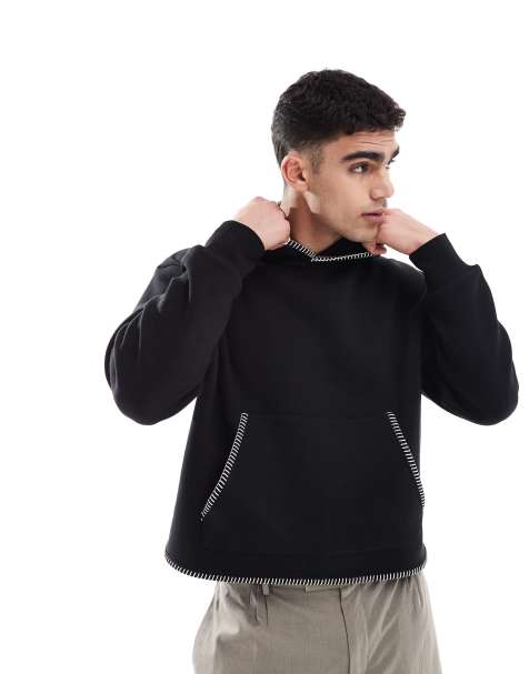 ASOS DESIGN - Sort oversized hættetrøje med syningsdetalje - view 1