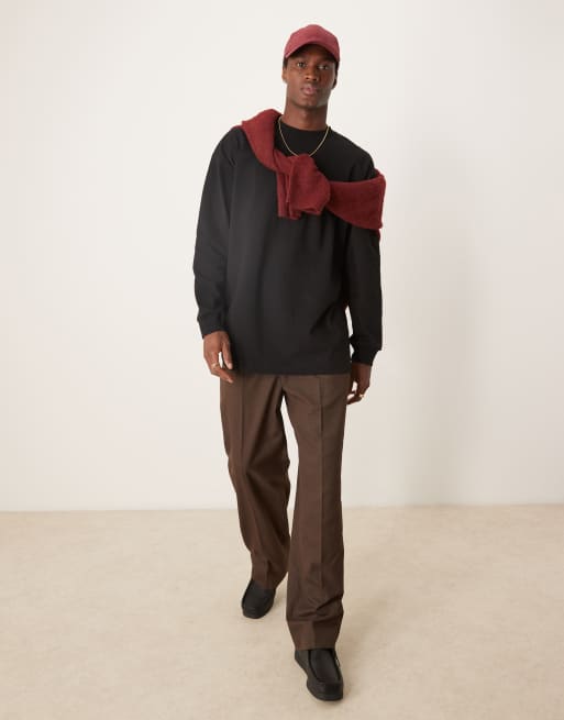 ASOS DESIGN - Sort, oversized, longline og kraftig T-shirt i 240 gsm materiale