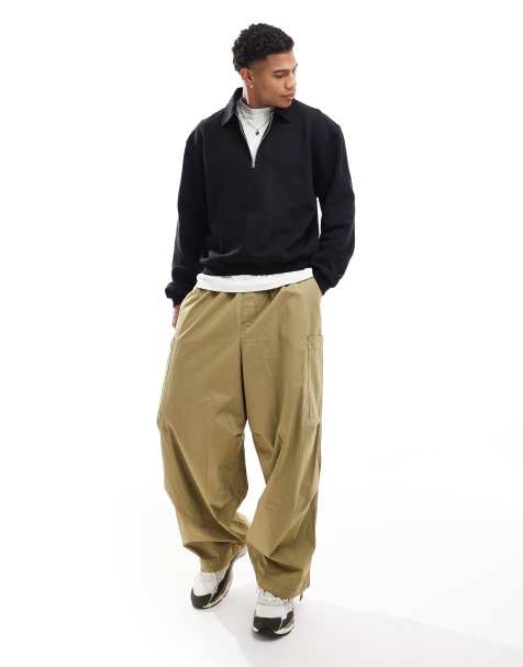 ASOS DESIGN - Sort, oversized og firkantet sweatshirt med kvart lynlås - view 1
