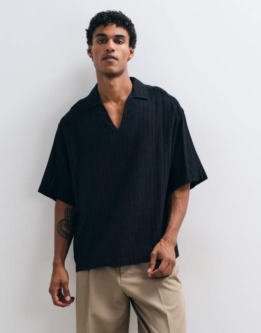 ASOS DESIGN - Sort oversized overhead-skjorte med broderi