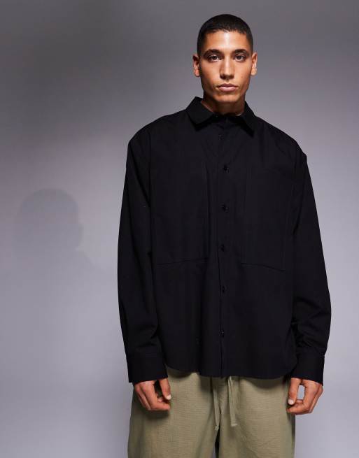 ASOS DESIGN - Sort oversized skjorte med arbejdslomme