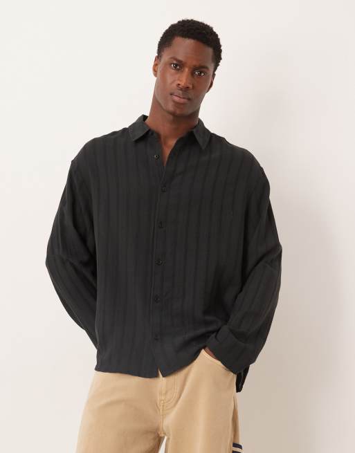 ASOS DESIGN - Sort oversized skjorte med broderier