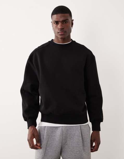ASOS DESIGN - Sort oversized sweatshirt i kraftigt stof med syningsdetaljer - view 1