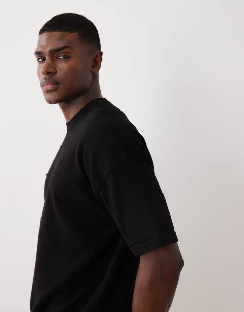 ASOS DESIGN - Sort oversized T-shirt i strik med tekstur - view 1