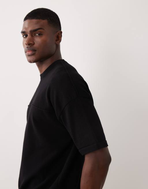 ASOS DESIGN - Sort oversized T-shirt i strik med tekstur, 5 af 5