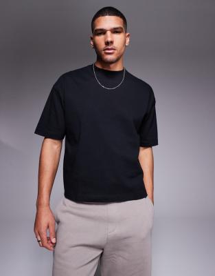 ASOS DESIGN - Sort oversized T-shirt i superkraftigt stof i firkantet pasform 