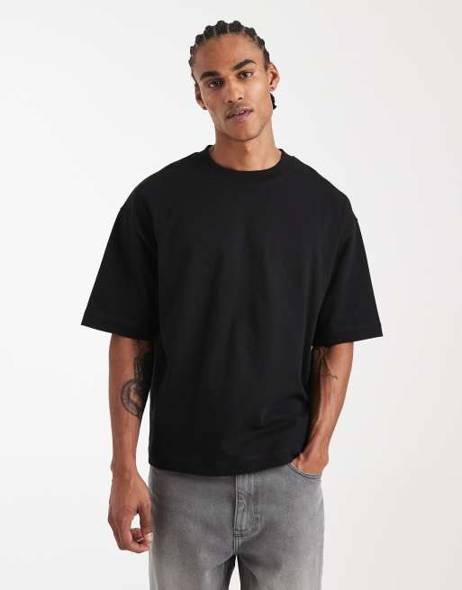 ASOS DESIGN - Sort oversized T-shirt i superkraftigt stof i firkantet pasform, 1 af 5