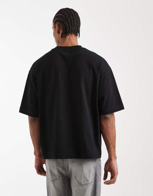 ASOS DESIGN - Sort oversized T-shirt i superkraftigt stof i firkantet pasform, 3 af 5