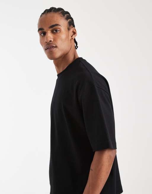 ASOS DESIGN - Sort oversized T-shirt i superkraftigt stof i firkantet pasform, 4 af 5