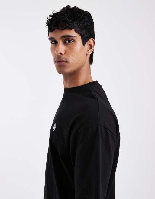 ASOS DESIGN - Sort oversized T-shirt med blomstergrafik langs rygraden og broderi , 4 af 5