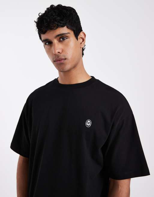 ASOS DESIGN - Sort oversized T-shirt med blomstergrafik langs rygraden og broderi , 5 af 5