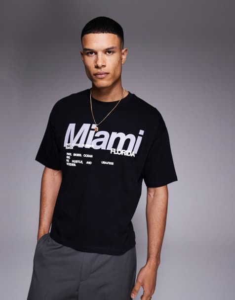 ASOS DESIGN - Sort oversized T-shirt med byprint foran i firkantet pasform - view 1