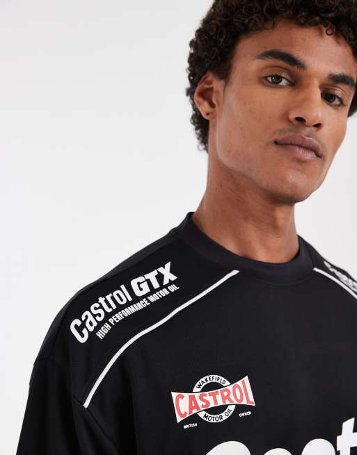 ASOS DESIGN - Sort oversized T-shirt med 'Castrol'-print i mesh, 2 af 5