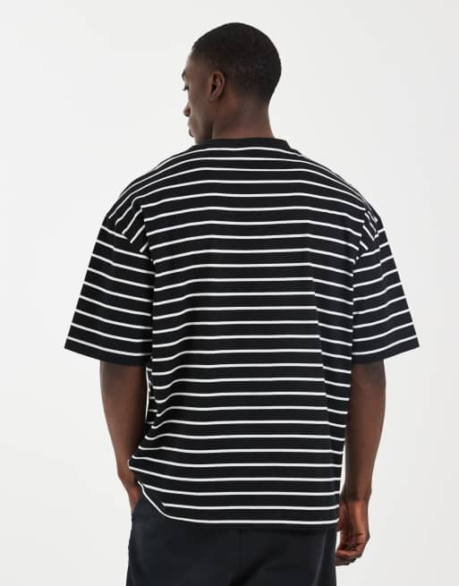 ASOS DESIGN - Sort oversized T-shirt med cremefarvede striber, 5 af 5