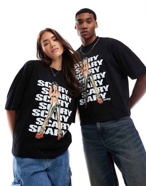 ASOS DESIGN - Sort oversized t-shirt med firkantet pasform og Scary Spice Girls-print