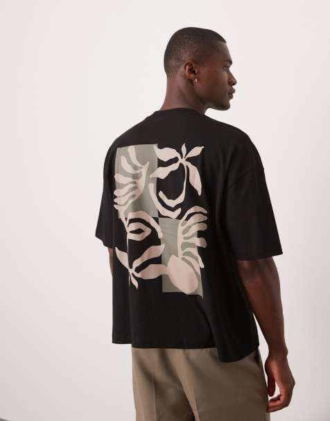 ASOS DESIGN - Sort oversized T-shirt med grafisk blomsterprint i firkantet pasform - view 1