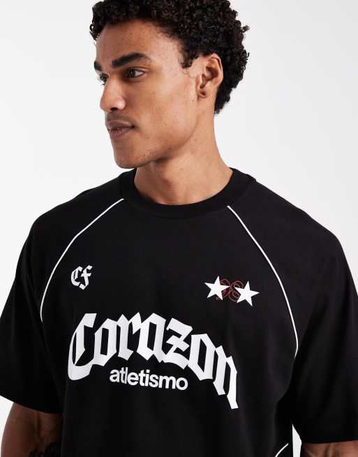 ASOS DESIGN - Sort oversized T-shirt med grafisk fodboldprint og firkantet pasform , 5 af 5