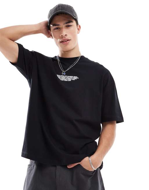 ASOS DESIGN - Sort oversized T-shirt med grafisk kosmisk print, 4 af 4
