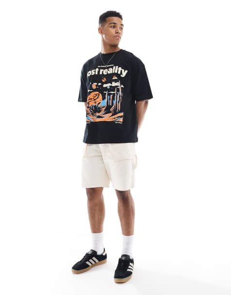 ASOS DESIGN - Sort oversized T-shirt med grafisk print - view 1