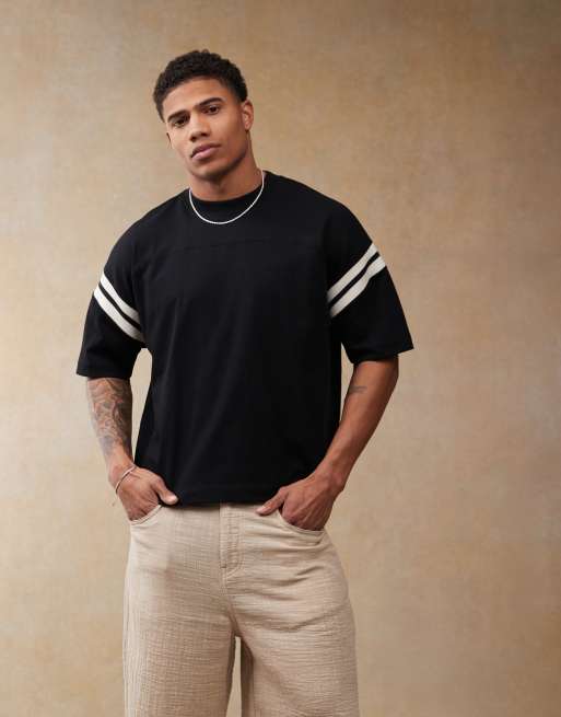ASOS DESIGN - Sort oversized T-shirt med hvide paneler i firkantet pasform