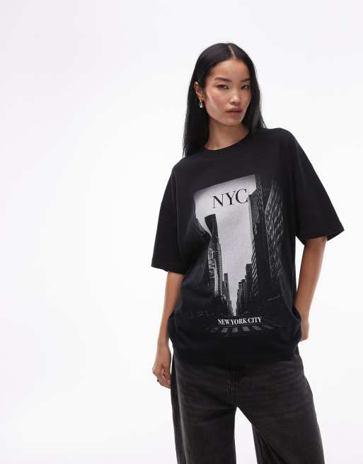 ASOS DESIGN - Sort oversized T-shirt med New York City-grafik