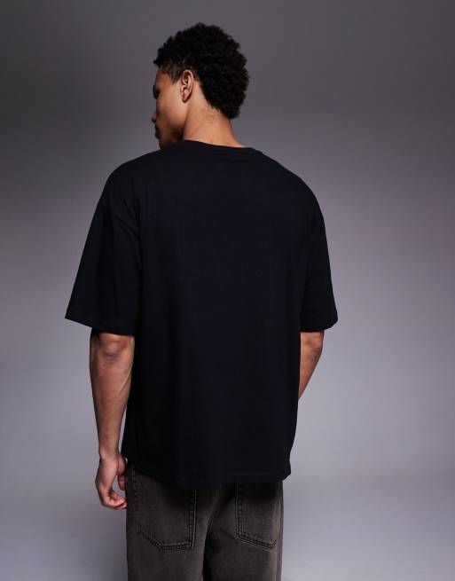 ASOS DESIGN - Sort oversized T-shirt med olivengrøn grafik, 3 af 5