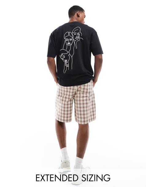 ASOS DESIGN - Sort oversized t-shirt med optegnet print på ryggen - view 1