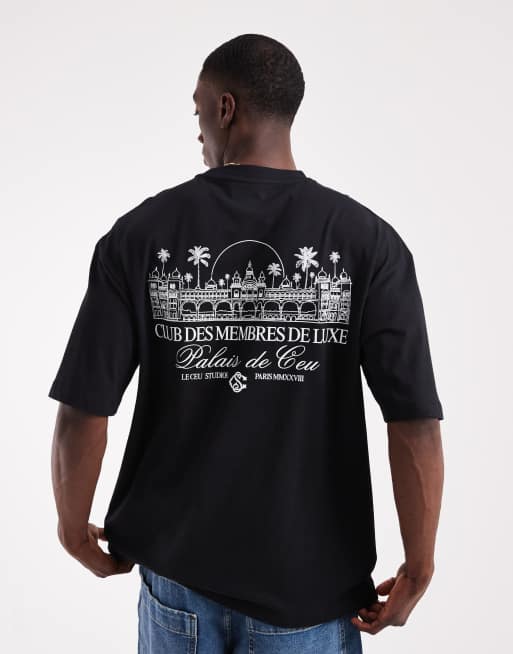 ASOS DESIGN - Sort oversized T-shirt med 'Palais de Ceu'-grafik , 3 af 5
