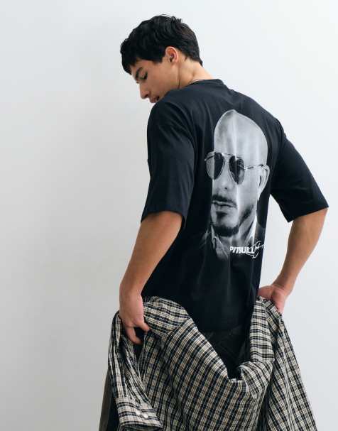 ASOS DESIGN - Sort oversized t-shirt med Pitbull-print - view 1