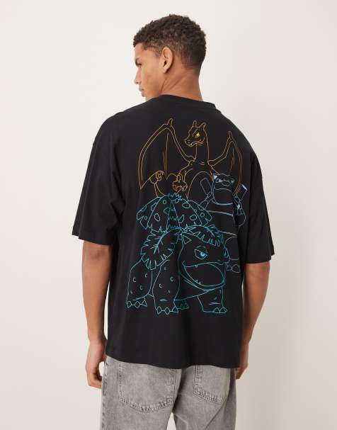 ASOS DESIGN - Sort oversized T-shirt med Pokémon Starter-figurprint - view 1