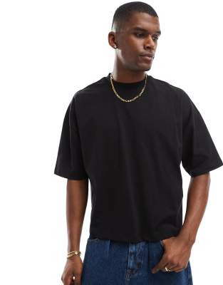 ASOS DESIGN - Sort oversized T-shirt med sænkede skuldre i firkantet pasform