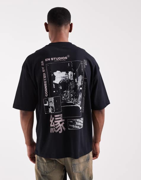 ASOS DESIGN - Sort oversized T-shirt med souvenirgrafik - view 1