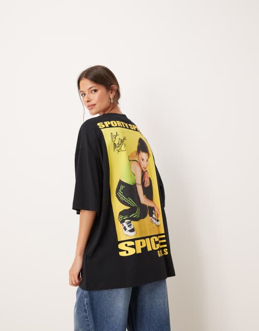 ASOS DESIGN - Sort oversized T-shirt med 'Spice Girls Sporty'-print, 3 af 4