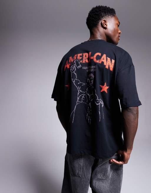 ASOS DESIGN - Sort oversized T-shirt med sportsgrafik