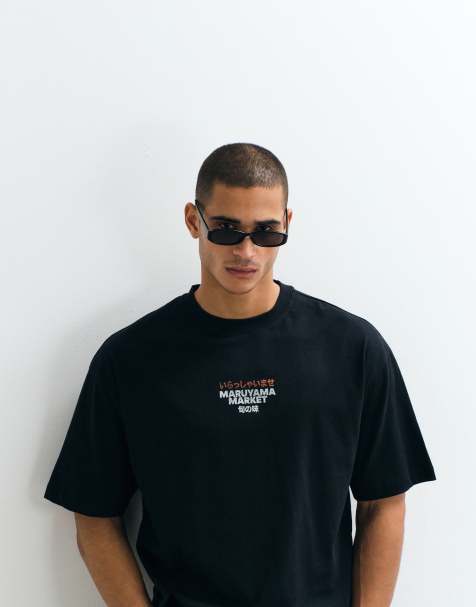 ASOS DESIGN - Sort oversized T-shirt med tekstprint på brystet - view 1