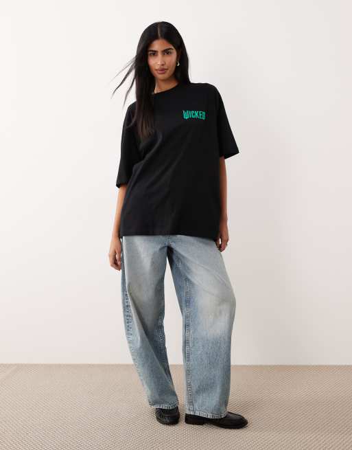 ASOS DESIGN - Sort oversized T-shirt med 'Wicked'-print, 3 af 4