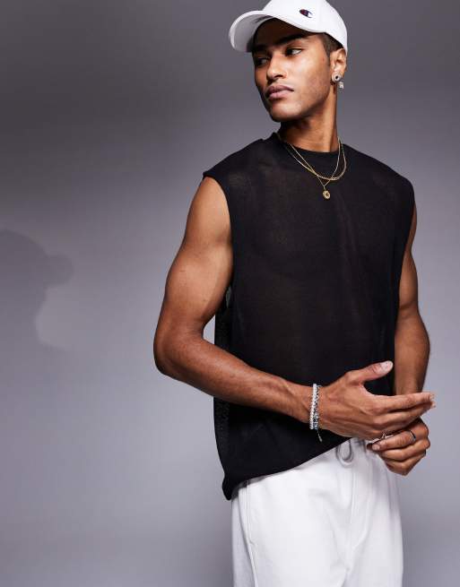 ASOS DESIGN - Sort oversized tekstureret tanktop