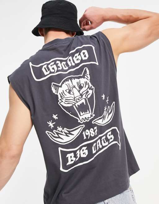 ASOS DESIGN - Sort oversized top med tekstprint på ryggen