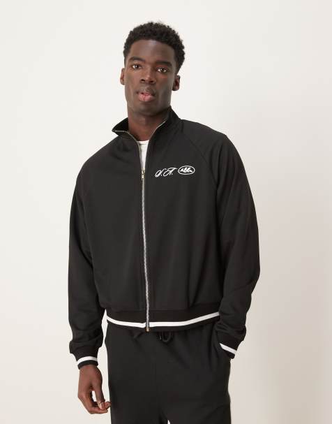 ASOS DESIGN - Sort oversized træningsjakke i piqué - view 1
