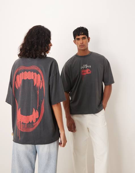 ASOS DESIGN - Sort oversized unisex-t-shirt med Lost Boys-vampyrprint - view 1