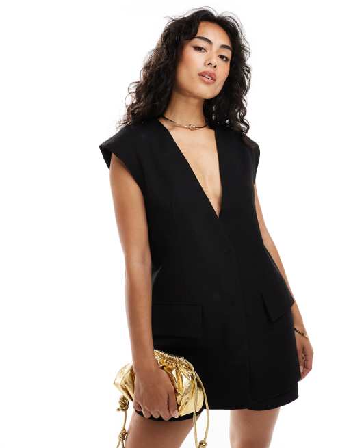 ASOS DESIGN - Sort oversized vest med sænkede skuldre