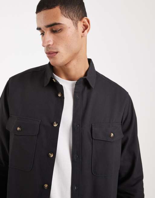 ASOS DESIGN - Sort overskjorte i bomuld, 5 af 5