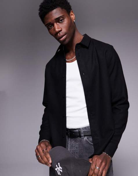 ASOS DESIGN - Sort overskjorte i uldlook - view 1