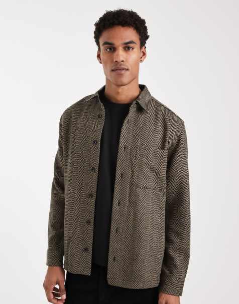 ASOS DESIGN - Sort overskjorte med sildebensmønster - view 1