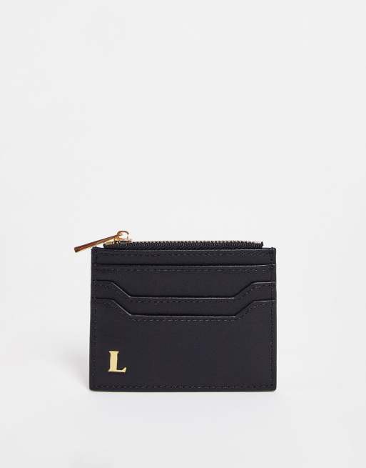 ASOS DESIGN - Sort personlig pung med L-initial