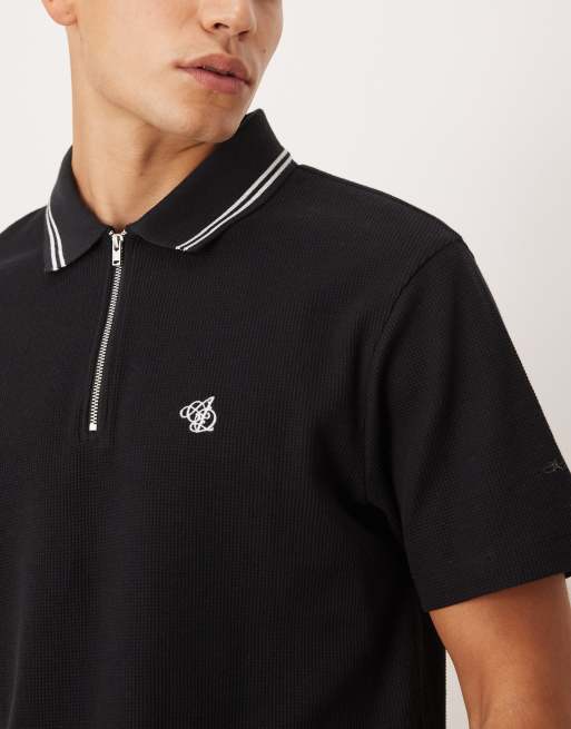 ASOS DESIGN - Sort polo-T-shirt med tekstur og broderi på brystet i regular fit, 4 af 5