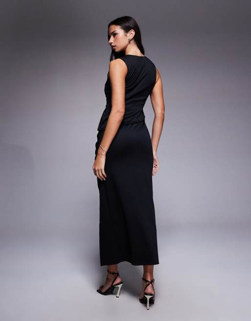 ASOS DESIGN - Sort ponte-midikjole med firkantet halsudskæring, 4 af 4