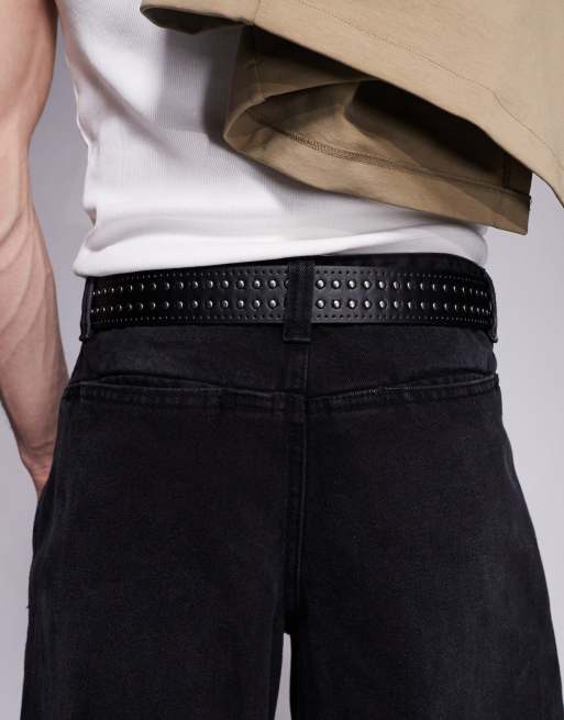 ASOS DESIGN - Sort præget bælte med nitter, 3 af 3